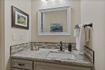 Queen guest on suite bath with granite counter tops